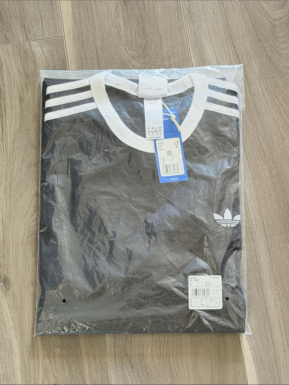 adidas Black Tee with White 3-Stripes